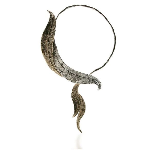 2. Collier rigido foglie lunghe grigio argento Giuseppe Mandile ca076