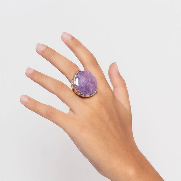 3. Anello gambo aperto pietra dura viola Giuseppe Mandile ar033