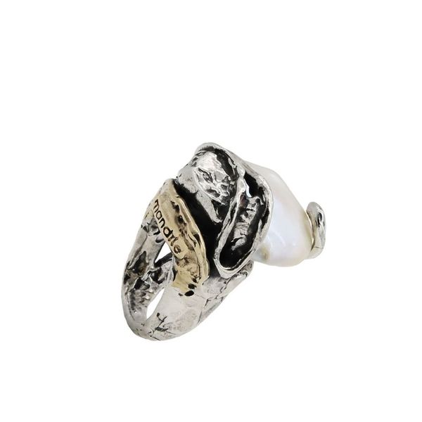 1. Anello gabbia perla barocca bianco Giuseppe Mandile ar148