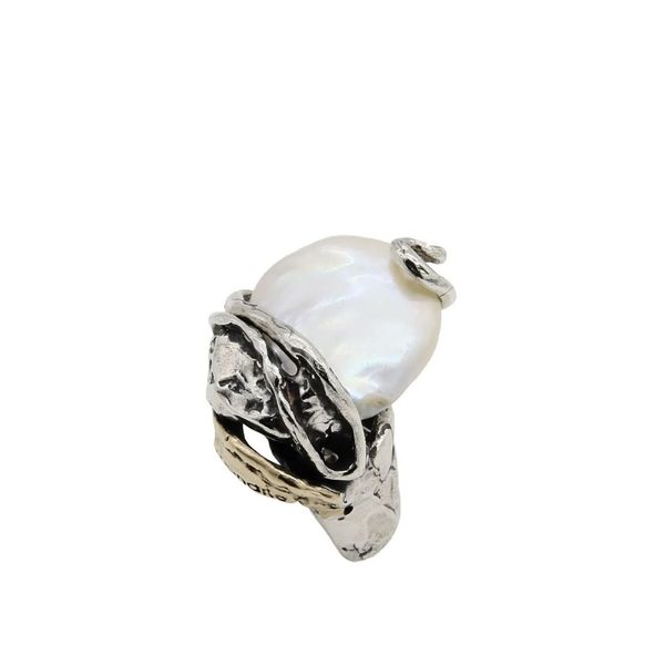 2. Anello gabbia perla barocca bianco Giuseppe Mandile ar148