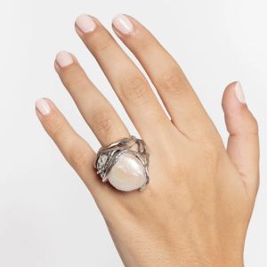 3. Anello gabbia perla barocca bianco
