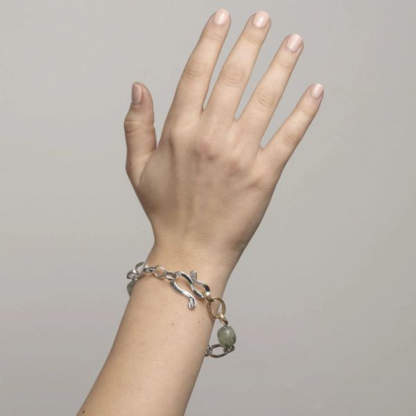 1. Bracciale catena e pietre rosa Giuseppe Mandile ba002