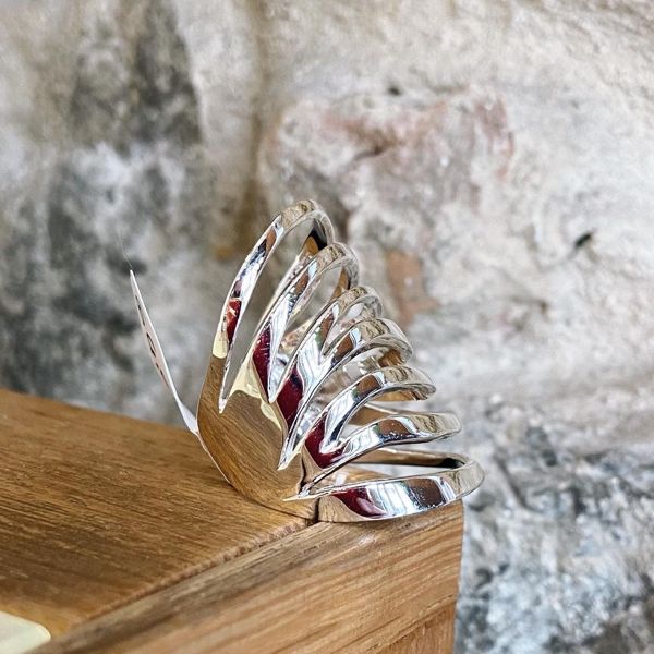 Anello Boruo In Argento 925 Con Fiore Di Loto – Larghezza 2 Mm, Resistente All'Ossidazione (Taglia 18,5)