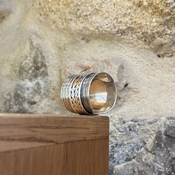 1. Striped band ring silver grey BRASS Workshop 24an70