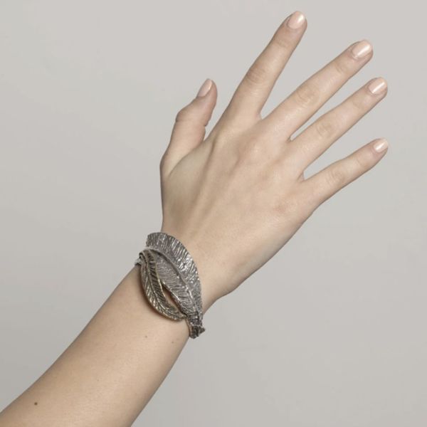 Bracciale Rigido Aperto Dorato Con Foglie E Rami, Vintage, Per Donna – In Lega Resistente - 3