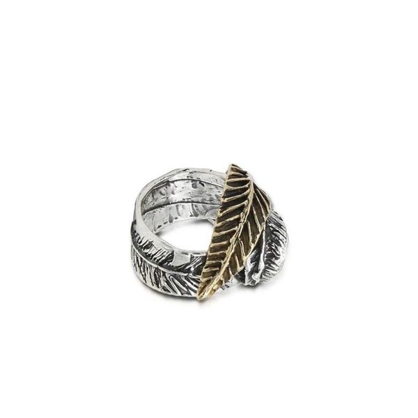 1. Anello fascia foglie grigio argento Giuseppe Mandile ar106