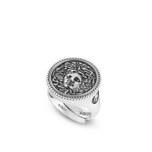 Anello tondo Medusa grigio argento ELLIUS Jewelry