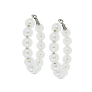 Orecchini cerchio di perle grigio acciaio BRASS Workshop