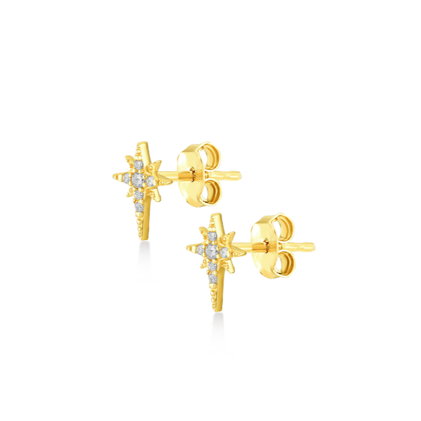 1. North star, sterling silver earrings gold Kurshuni Gioielli kr790-300