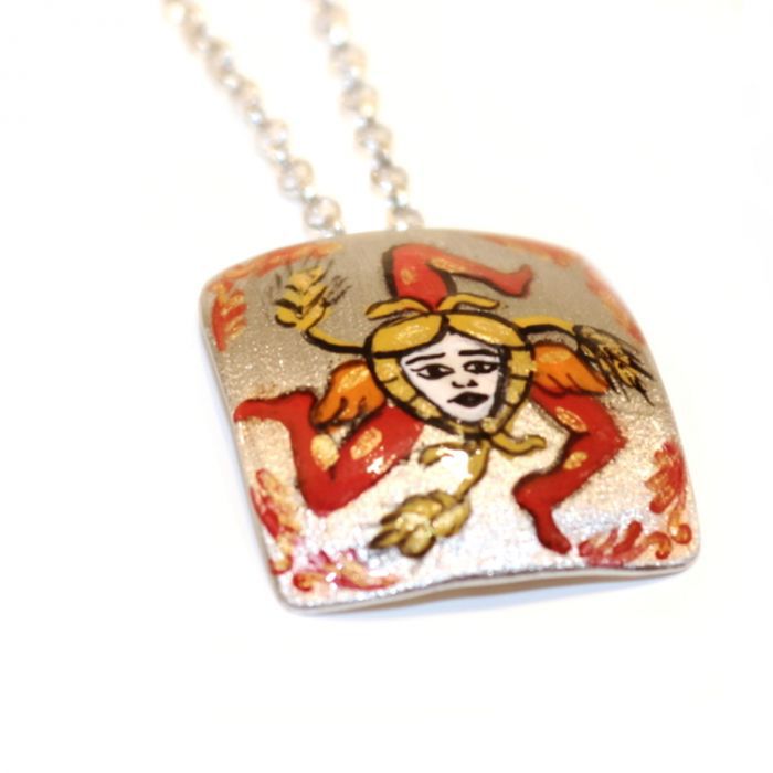 1. Trinacria, silver pendant necklace silver gray BRASS Workshop sv-008