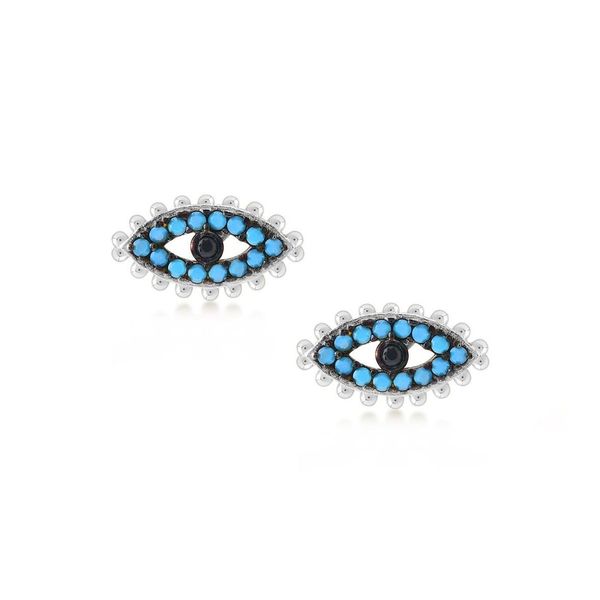 1. Nazar Eye Lobe silver Earrings silver gray Kurshuni Gioielli ky864-300