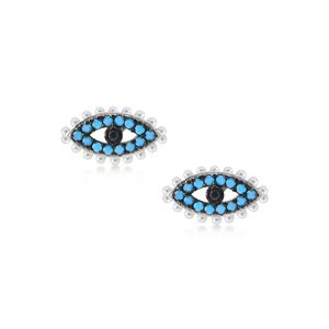 1. Nazar Eye Lobe silver Earrings silver gray