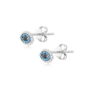 2. Nazar Eye Lobe silver Earrings silver gray