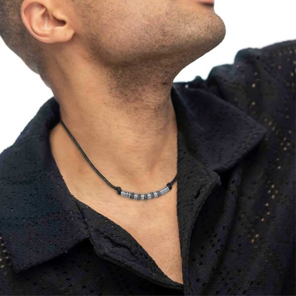2. Cord necklace with dotted texture elements black Marlù Gioielli 33co0025-n