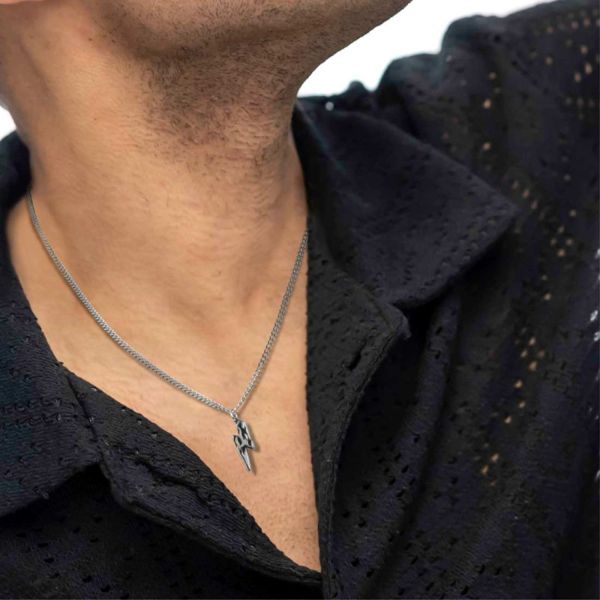 2. Collana catena fulmine grigio acciaio Marlù Gioielli 33co0023