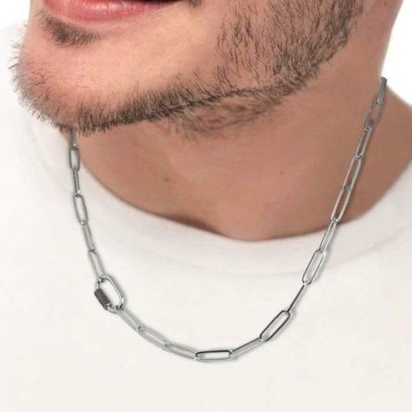 2. Diamond Oval Chain Necklace steel grey Marlù Gioielli 33co0024