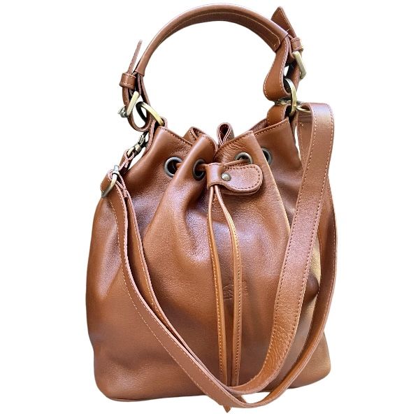 1. Drawstring Bucket Bag brown BRASS Workshop b889s