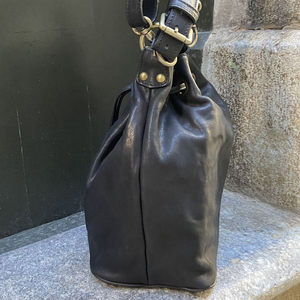 2. Borsa secchiello coulisse nero BRASS Workshop b889s