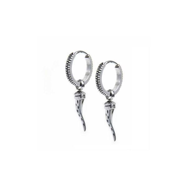 1. Orecchini cerchio corno grigio acciaio Marlù Gioielli 33or0044-n