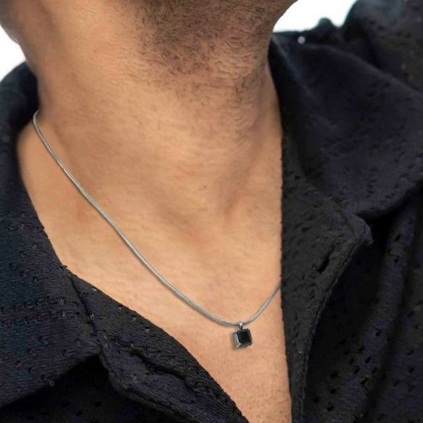 2. Square Zircon Pendant Necklace black Marlù Gioielli 33cn0021-n