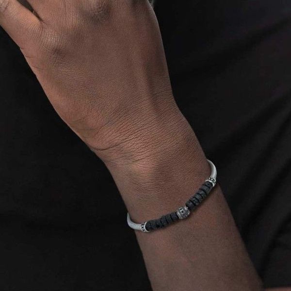 1. Bracciale snake e pietra lavica nero Marlù Gioielli 33br0034-n