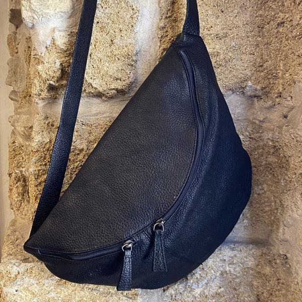 1. Large One Shoulder Bag Pouch S black BRASS Workshop b884