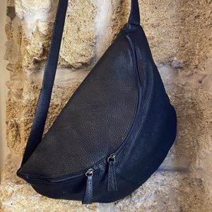 1. Large One Shoulder Bag Pouch S black BRASS Workshop b884