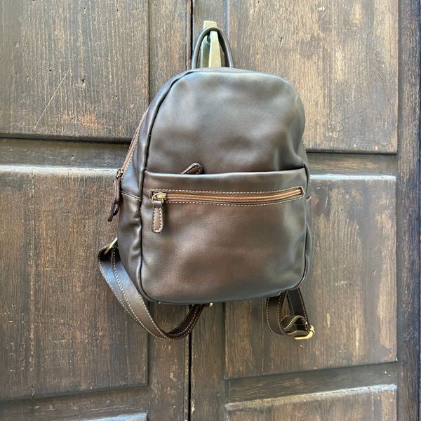 3. Medium handle backpack dark brown BRASS Workshop z846