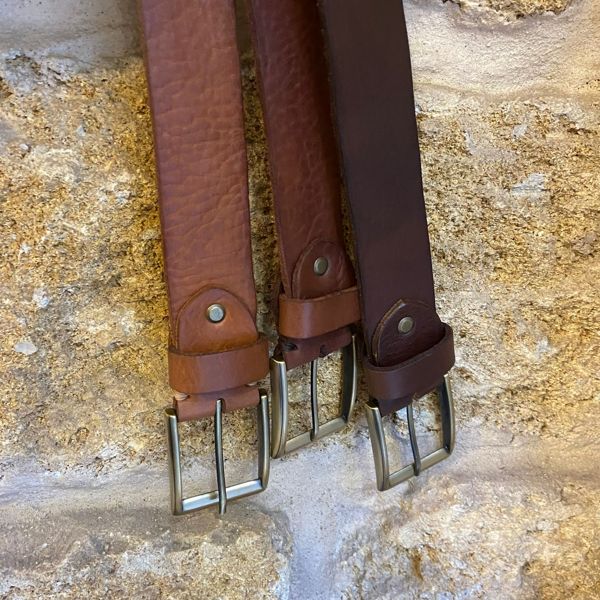 3. Cintura cuoio fibbia oro marrone BRASS Workshop asf02