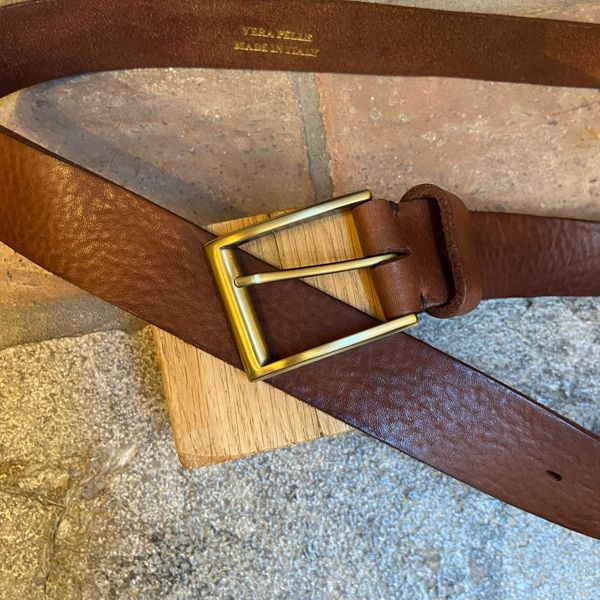 1. Cintura cuoio fibbia oro testa di moro BRASS Workshop asf02
