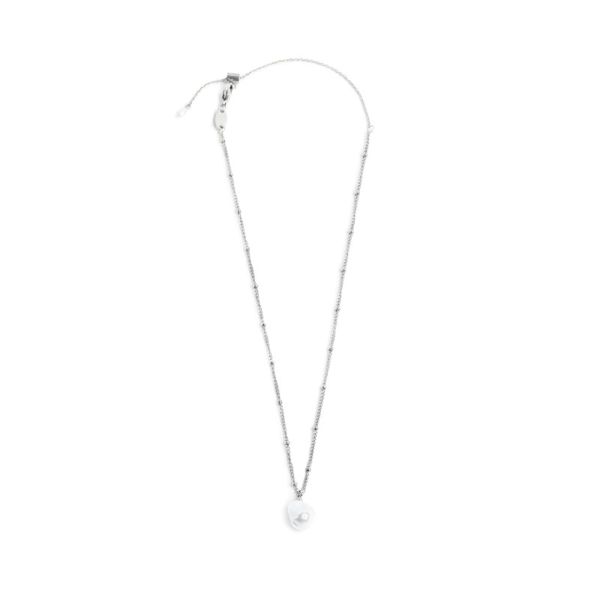 1. Curb chain necklace with pearl steel grey Marlù Gioielli 33cn0035-w