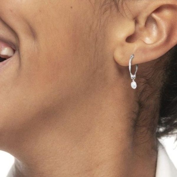 2. Twisted hoop earrings with pearl steel gray Marlù Gioielli 33or0063-w