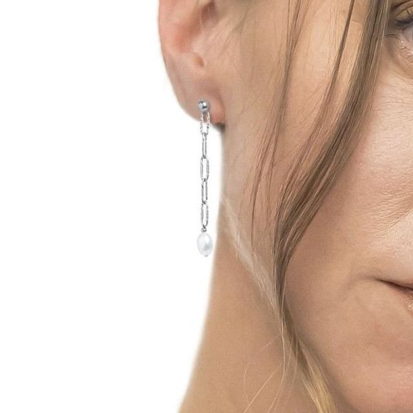 1. Orecchini catena figaro con perla grigio acciaio Marlù Gioielli 33or0062-w
