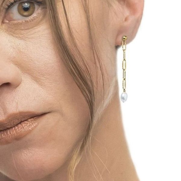 1. Figaro chain earrings with pearl gold Marlù Gioielli 33or0062-w