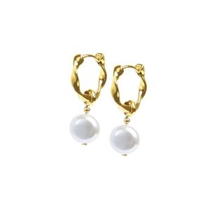 Twisted Pearl Hoop Earrings gold Marlù Gioielli