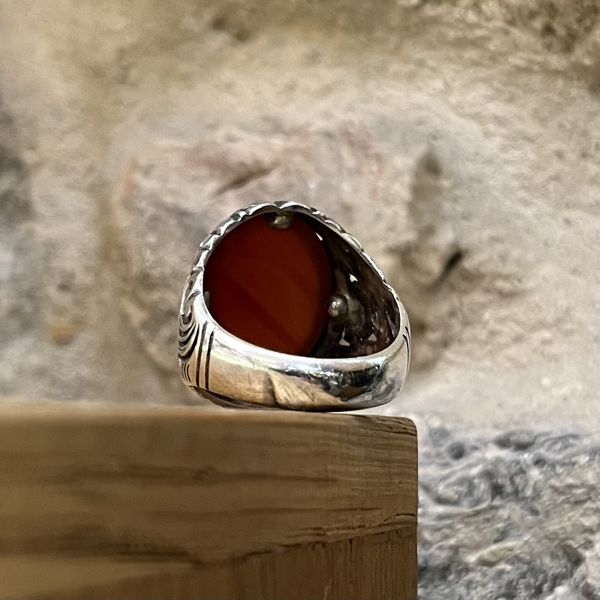 4. Baroque ring with stone Brown BRASS Workshop 24an76
