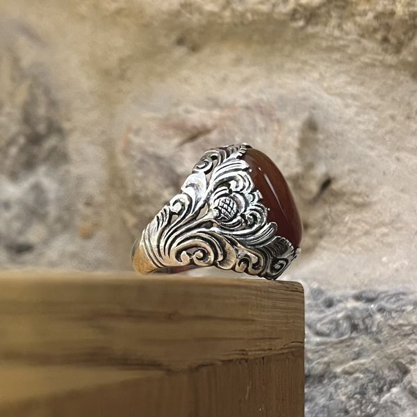5. Baroque ring with stone Brown BRASS Workshop 24an76