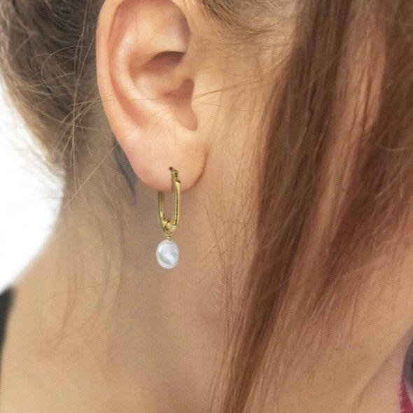 1. Oval earrings with pearl gold Marlù Gioielli 33or0065-w