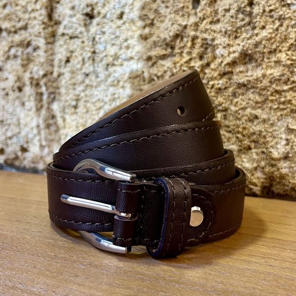 1. Women's belt 2.5 cm Dark brown BRASS Workshop cd01