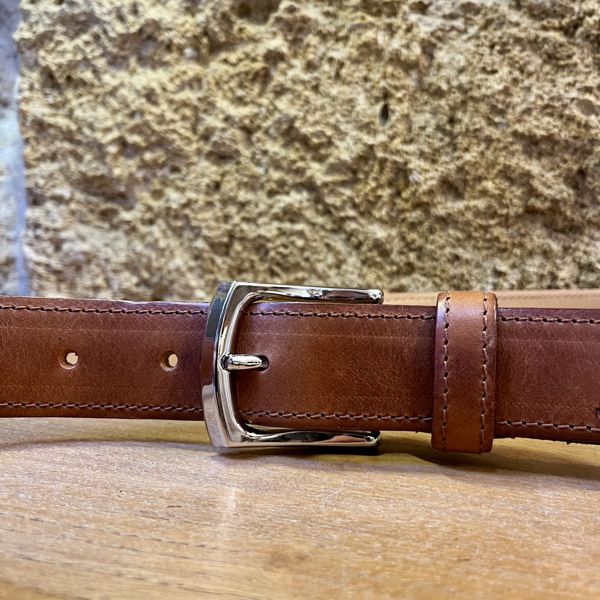6. Belt 3.5 cm seam faded brown BRASS Workshop cap01