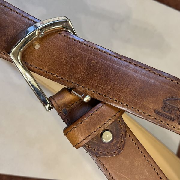 2. Belt 3.5 cm seam faded brown BRASS Workshop cap01