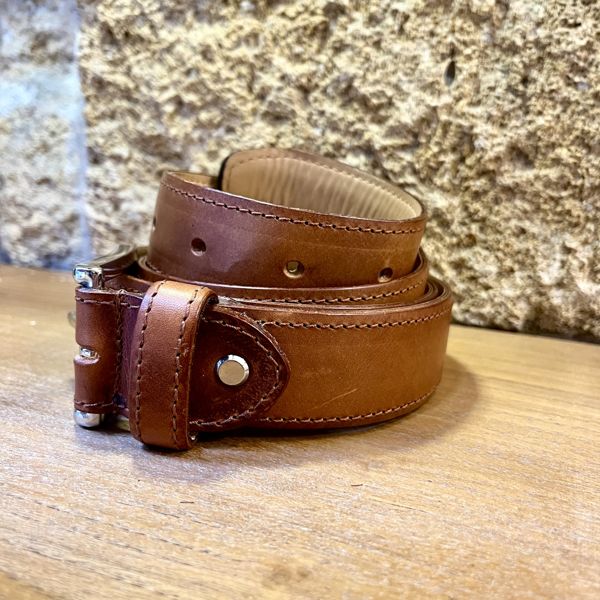 5. Belt 3.5 cm seam faded brown BRASS Workshop cap01