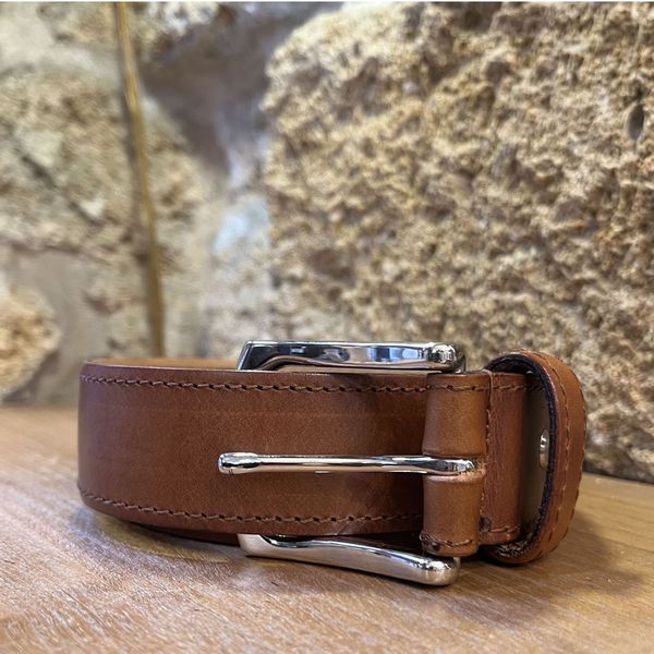 3. Belt 3.5 cm seam faded brown BRASS Workshop cap01