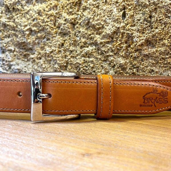 2. Belt 3.5 cm seam light brown BRASS Workshop cap03