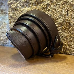 3. Belt 3.5 cm seam dark brown BRASS Workshop cap04