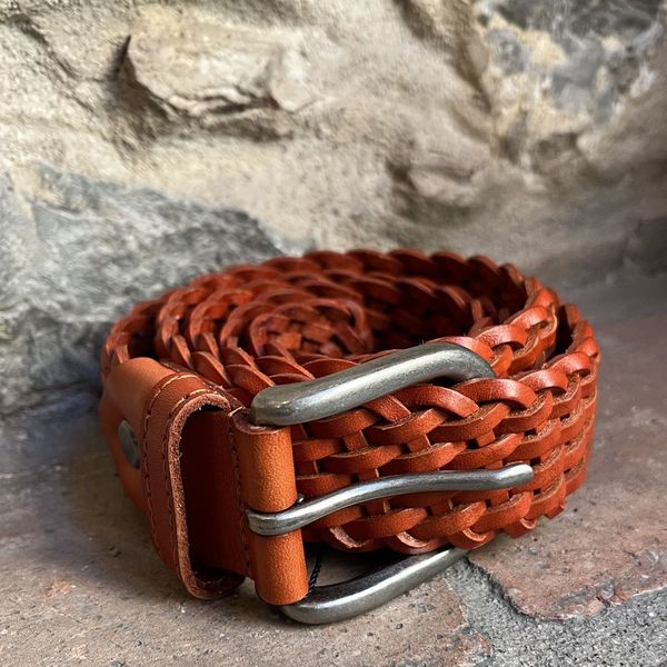 3. 3.5cm Braided Belt Orange BRASS Workshop ctr100