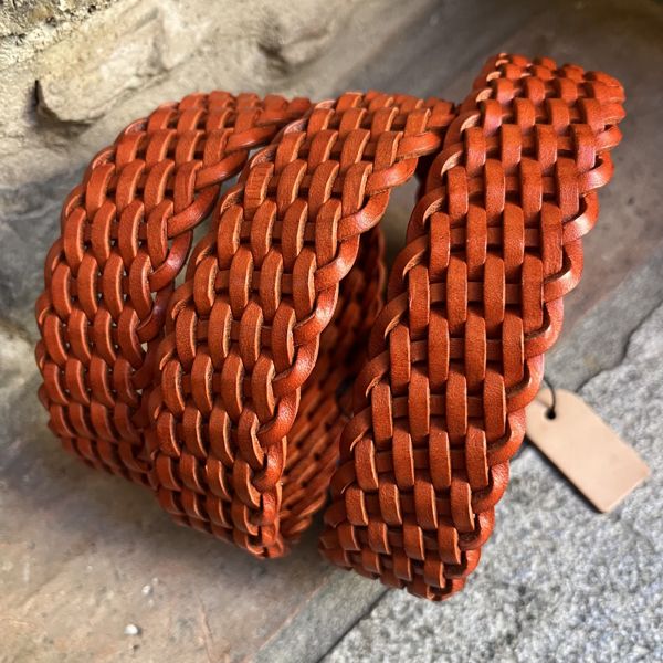 2. 3.5cm Braided Belt Orange BRASS Workshop ctr100