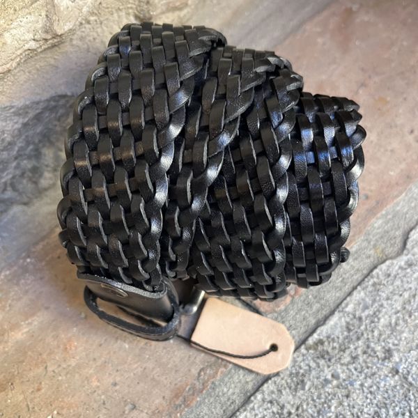 3. 3.5cm Braided Belt Black BRASS Workshop ctr100