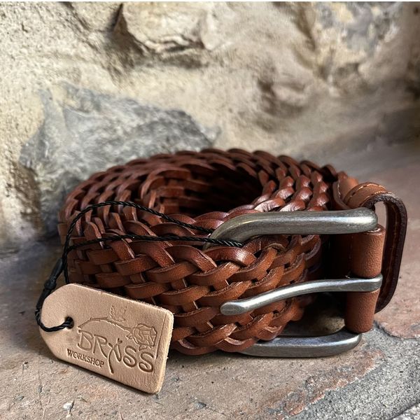 3. 3.5cm Braided Belt Brown BRASS Workshop ctr100