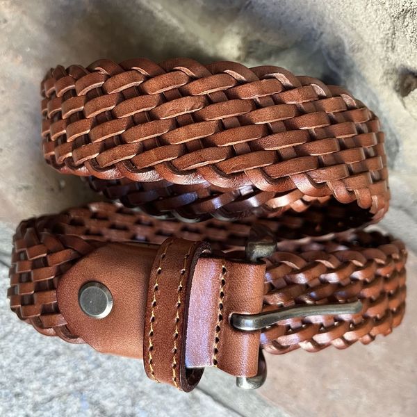 2. 3.5cm Braided Belt Brown BRASS Workshop ctr100